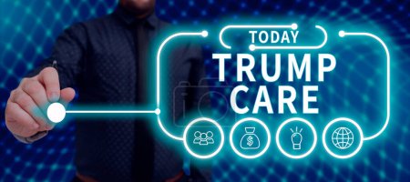 Photo for Inspiration showing sign Trump Care, Internet Concept refers to replacement for Affordable Care Act in united states - Royalty Free Image