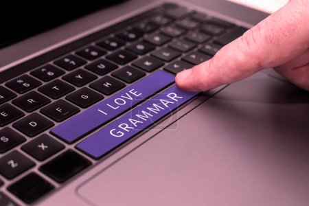 Photo for Text showing inspiration I Love Grammar, Internet Concept act of admiring system and structure of language - Royalty Free Image