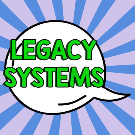 Téléchargez les photos : Sign displaying Legacy Systems, Business idea old method technology computer system or application program - en image libre de droit