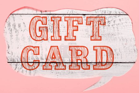 Photo for Writing displaying text Gift Card, Concept meaning A present usually made of paper that contains your message - Royalty Free Image