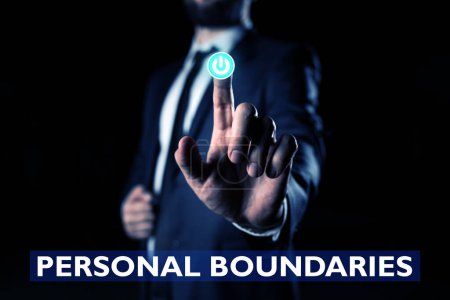 Photo for Text caption presenting Personal Boundaries, Conceptual photo something that indicates limit or extent in interaction with personality - Royalty Free Image