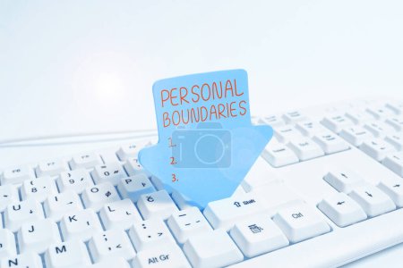 Foto de Text caption presenting Personal Boundaries, Business idea something that indicates limit or extent in interaction with personality - Imagen libre de derechos