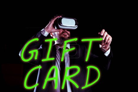Photo for Text sign showing Gift Card, Word for A present usually made of paper that contains your message - Royalty Free Image