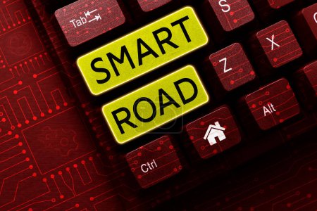 Foto de Texto que presenta Smart Road, Concepto que significa número de diferentes maneras en que las tecnologías se incorporan a las carreteras - Imagen libre de derechos