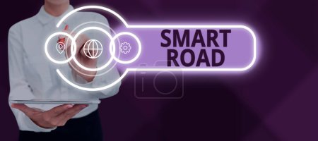 Foto de Conceptual caption Smart Road, Business idea number of different ways technologies are incorporated into roads - Imagen libre de derechos