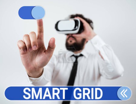 Foto de Sign displaying Smart Grid, Word Written on includes of operational and energy measures including meters - Imagen libre de derechos