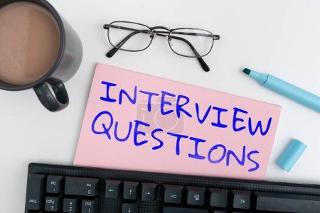 Photo for Conceptual caption Interview Questions, Business idea Typical topic being ask or inquire during an interview - Royalty Free Image