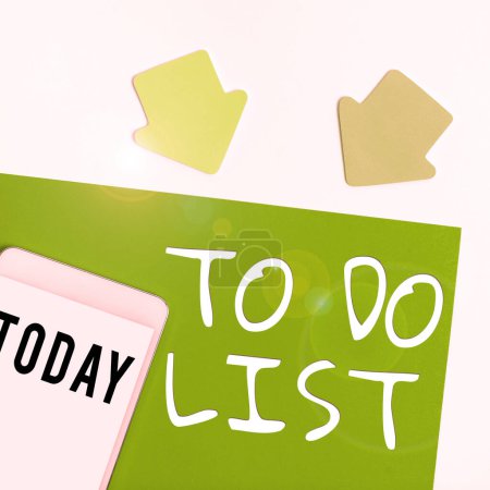 Foto de Inspiration showing sign To Do List, Business concept A structure that usually made in paper containing task of yours - Imagen libre de derechos