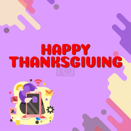 Téléchargez les photos : Texte inspirant Joyeux Thanksgiving, Photo conceptuelle Fête nationale de la moisson célébrée en novembre - en image libre de droit