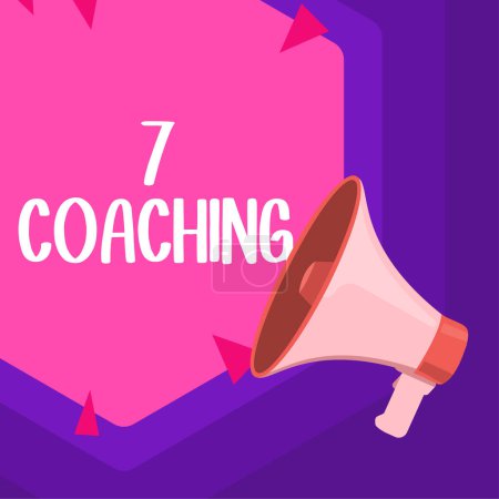 Photo for Text sign showing 7 Coaching, Word for Refers to a number of figures regarding business to be succesful - Royalty Free Image
