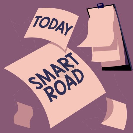Foto de Señal de texto que muestra Smart Road, Visión general del negocio número de diferentes maneras en que las tecnologías se incorporan a las carreteras - Imagen libre de derechos