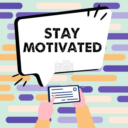 Foto de Text caption presenting Stay Motivated, Word for Reward yourself every time you reach a goal with knowledge - Imagen libre de derechos