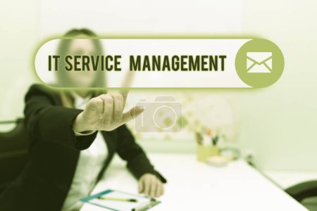 Photo for Handwriting text It Service Management, Conceptual photo the process of aligning enterprise IT services - Royalty Free Image