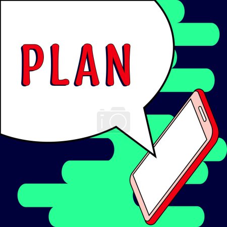 Téléchargez les photos : Text sign showing Plan, Internet Concept Start of a detailed proposal of doing or achieving something - en image libre de droit