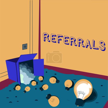 Foto de Inspiration showing sign Referrals, Business overview Act of referring someone or something for consultation review - Imagen libre de derechos