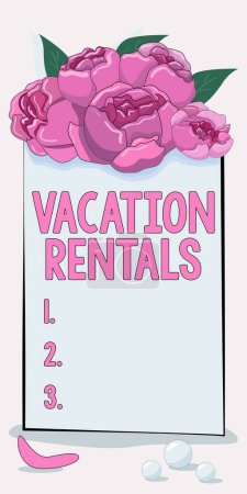 Téléchargez les photos : Text caption presenting Vacation Rentals, Internet Concept Renting out of apartment house condominium for a short stay - en image libre de droit