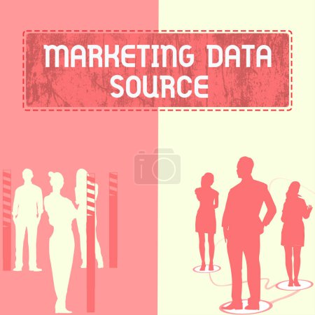 Foto de Text sign showing Marketing Data Source, Business showcase connection set up to a database from a server - Imagen libre de derechos