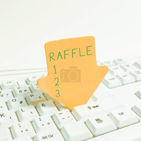 Photo for Conceptual caption Raffle, Business approach means of raising money by selling numbered tickets offer as prize - Royalty Free Image