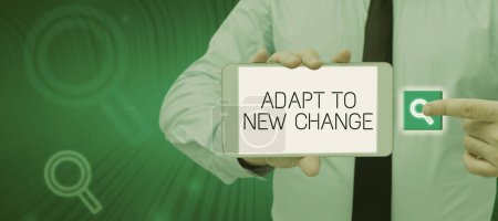 Bildunterschrift: Anpassung an den neuen Wandel, Business-Schaufenster Gewöhnen Sie sich an neueste Denkweisen und Verhaltensinnovationen