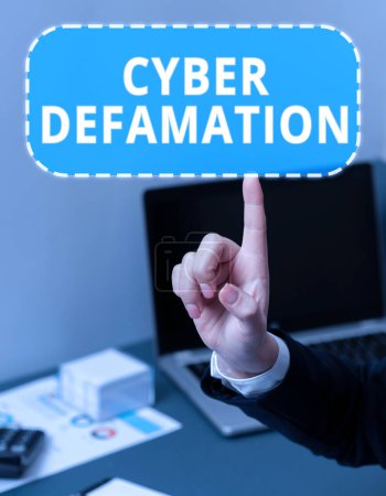 Photo for Inspiration showing sign Cyber Defamation, Business concept slander conducted via digital media usually by Internet - Royalty Free Image