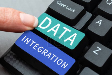 Photo for Text sign showing Data Integration, Business concept involves combining data residing in different sources - Royalty Free Image