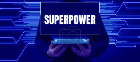 Photo for Text showing inspiration Superpower, Conceptual photo a power or ability of a kind enables and enforces the bearer - Royalty Free Image
