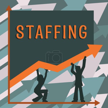 Foto de Texto presentando Staffing, Enfoque empresarial Porcentaje de trabajadores que han sido sustituidos por nuevos empleados - Imagen libre de derechos