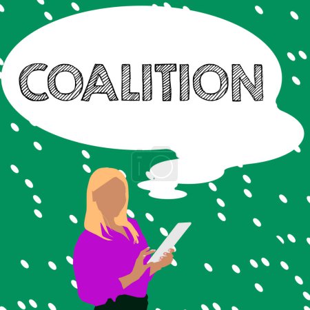 Bildunterschrift: Koalition, Konzeptfoto Ein vorübergehendes Bündnis unterschiedlicher Parteien, Personen oder Staaten für gemeinsames Handeln