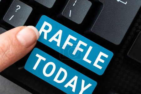 Photo for Handwriting text Raffle, Word for means of raising money by selling numbered tickets offer as prize - Royalty Free Image