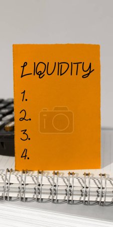 Photo for Inspiration showing sign Liquidity, Business overview Cash and Bank Balances Market Liquidity Deferred Stock - Royalty Free Image