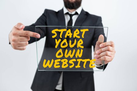 Foto de Sign displaying Start Your Own Website, Business overview serve as Extension of a Business Card a Personal Site - Imagen libre de derechos