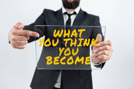 Foto de Handwriting text What You Think You Become, Concept meaning being successful and positive in life require good thoughts - Imagen libre de derechos
