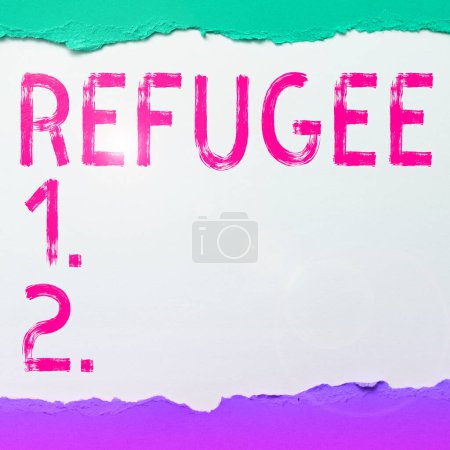 Foto de Texto título que presenta Refugiados, Visión general de las empresas se refieren a los movimientos de grandes grupos de personas desplazadas - Imagen libre de derechos