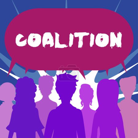 Inspiration zeigt Zeichen Koalition, Internet-Konzept ein temporäres Bündnis unterschiedlicher Parteien, Personen oder Staaten für gemeinsames Handeln