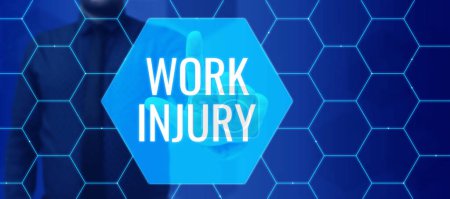 Foto de Text showing inspiration Work Injury, Business showcase Accident in job Danger Unsecure conditions Hurt Trauma - Imagen libre de derechos