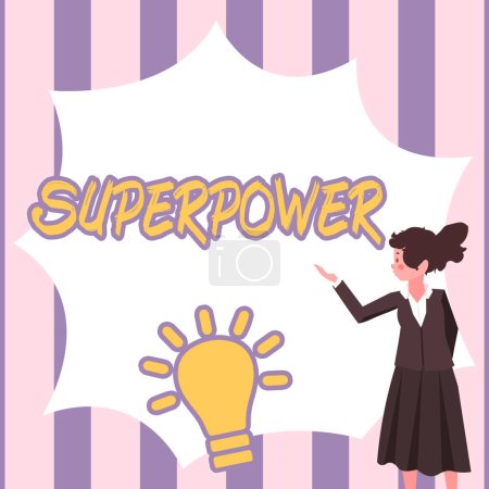 Photo for Conceptual caption Superpower, Word for a power or ability of a kind enables and enforces the bearer - Royalty Free Image