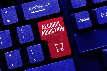 Foto de Writing displaying text Alcohol Addiction, Word Written on characterized by frequent and excessive consumption of alcoholic beverages - Imagen libre de derechos