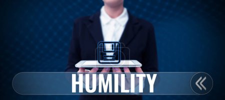 Téléchargez les photos : Writing displaying text Humility, Business idea being Humble is a Virtue not to Feel overly Superior - en image libre de droit