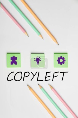 Foto de Writing displaying text Copyleft, Business concept the right to freely use, modify, copy, and share software, works of art - Imagen libre de derechos