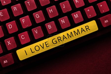 Photo for Text showing inspiration I Love Grammar, Business concept act of admiring system and structure of language - Royalty Free Image