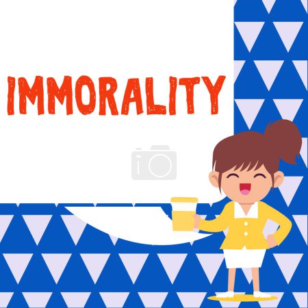 Photo for Inspiration showing sign Immorality, Business idea the state or quality of being immoral, wickedness - Royalty Free Image