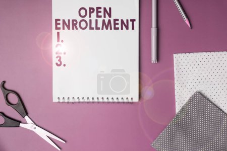 Photo for Conceptual display Open Enrollment, Concept meaning The yearly period when people can enroll an insurance - Royalty Free Image