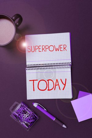 Photo for Hand writing sign Superpower, Internet Concept a power or ability of a kind enables and enforces the bearer - Royalty Free Image