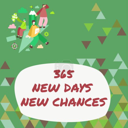 Foto de Text caption presenting 365 New Days New Chances, Word Written on Starting another year Calendar Opportunities - Imagen libre de derechos