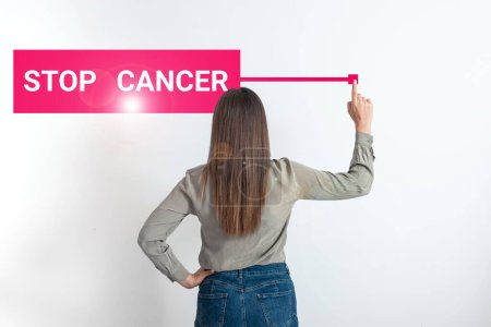 Photo pour Inspiration showing sign Stop Cancer, Business concept Practice of taking active measures to cut the rate of cancer - image libre de droit