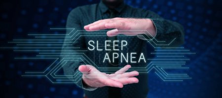 Photo for Hand writing sign Sleep Apnea, Business approach The temporary stoppage of breathing during sleep Snoring - Royalty Free Image