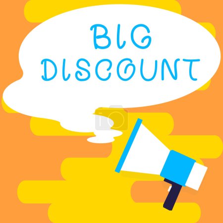 Foto de Hand writing sign Big Discount, Business idea a large or greater than usual reduction in price Special offer - Imagen libre de derechos