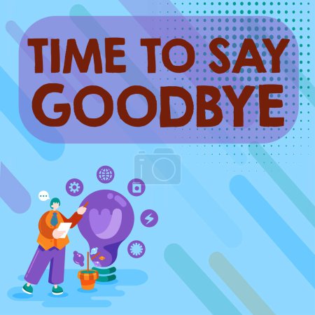 Foto de Exhibición conceptual Hora de decir adiós, palabra escrita en la despedida que hace falta verte hasta que nos volvamos a encontrar - Imagen libre de derechos