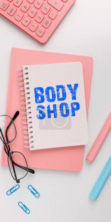 Photo for Handwriting text Body Shop, Business showcase a shop where automotive bodies are made or repaired - Royalty Free Image