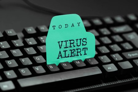 Téléchargez les photos : Text sign showing Virus Alert, Word for message warning of a non-existent computer virus threat - en image libre de droit